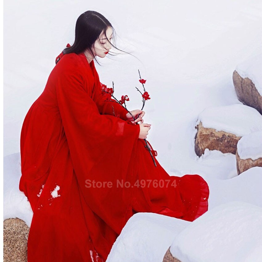 Oriental tradicional chinês hanfu vestido para mulher sólido vermelho plus size chiffon trajes de dança folclórica feminino do vintage tang terno