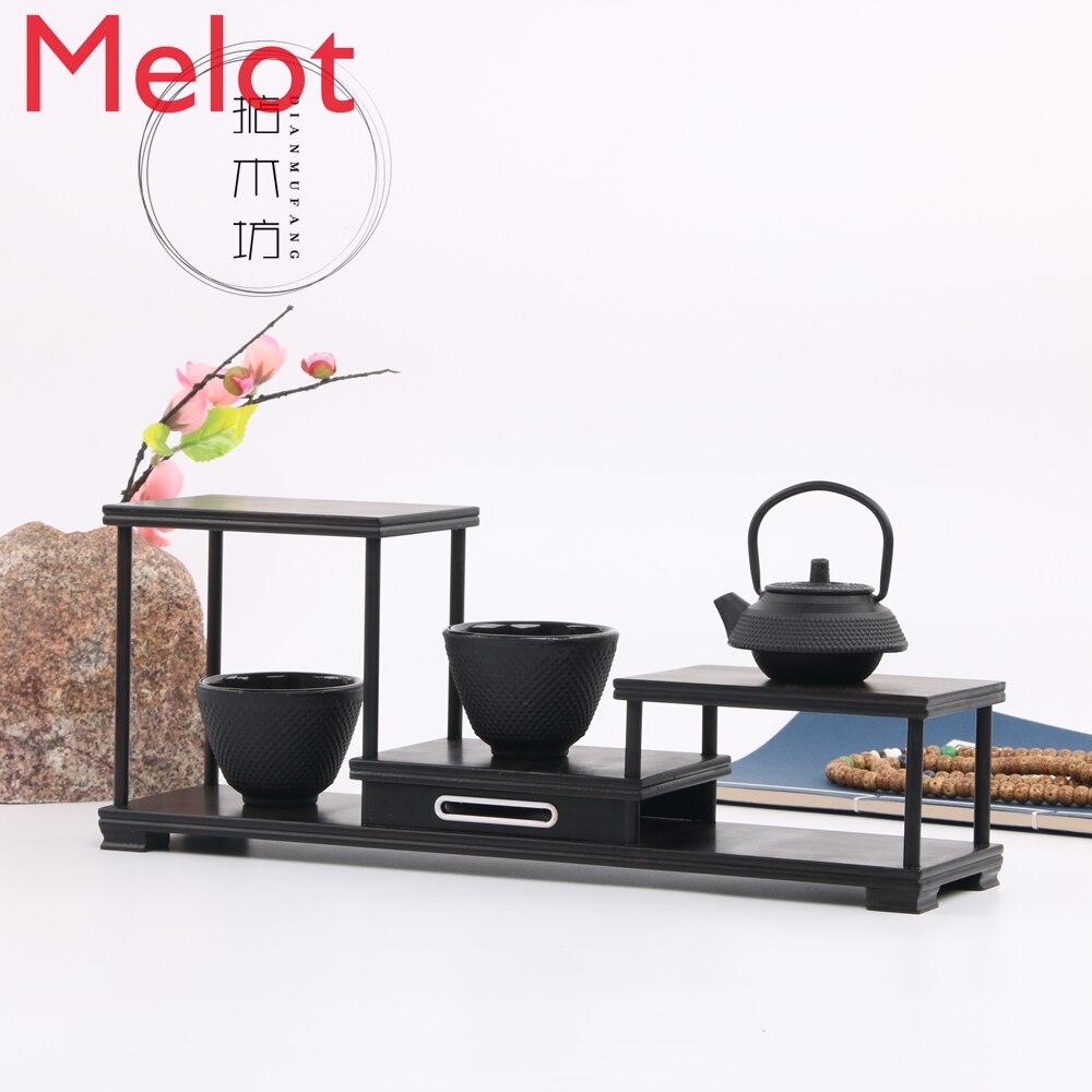 Rosewood Arts Crafts Tea Pot Holder Small-sized Oriental Ancient Charm Antique-and-curio Shelves Tea Pot Frame