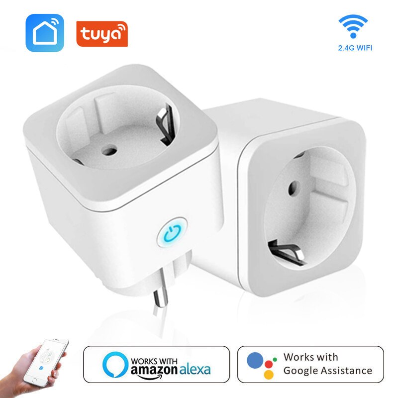 WiFi EU Smart Plug 16A 220V Adapter Wireless Remote Voice Control Power Monitor Timer Socket Home Fire Retardant PC Smart Plug