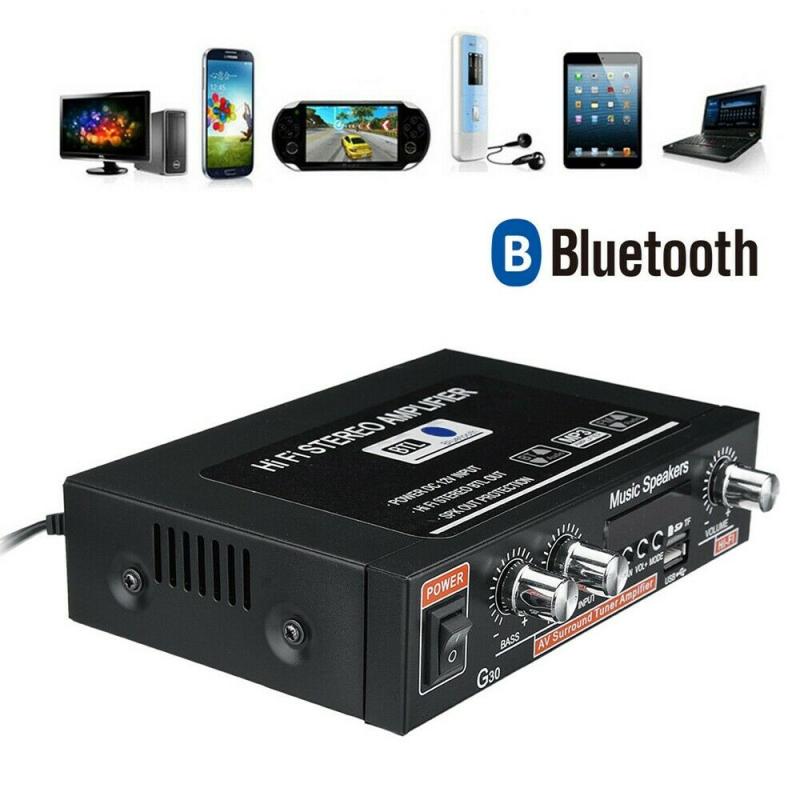 1pcs G30 Digital Home Amplifier Bluetooth Hifi Stereo Subwoofer Music Player Support Fm Tf Aux 2 Channel With Remote Control