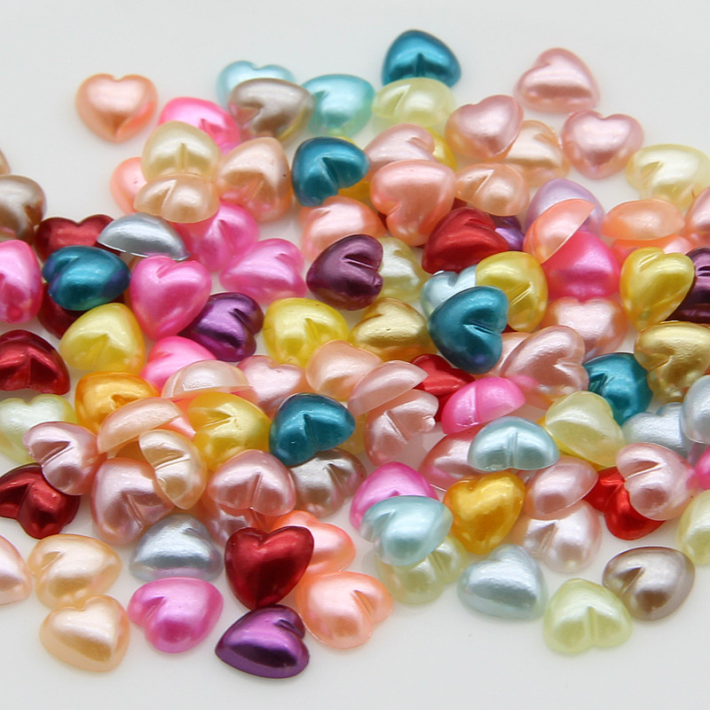 200 stk / lot 7mm farverige hjerteperler diy håndværk forsyninger beklædningsgenstand perler halve perler dekoration fotoalbum perler tilbehør