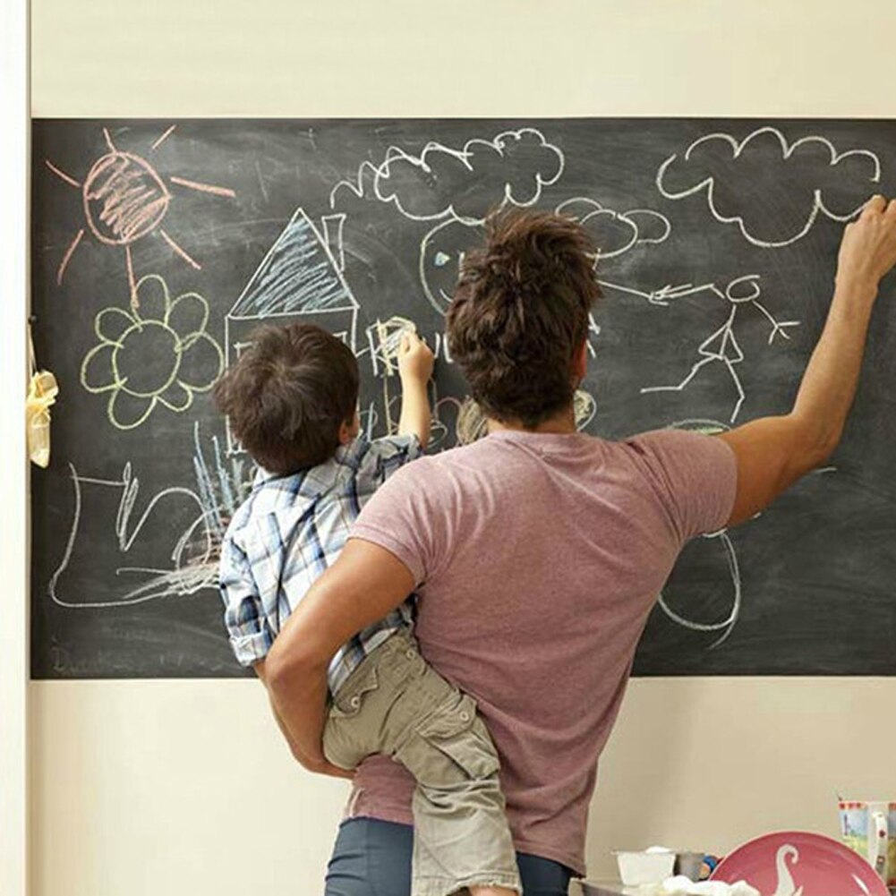 45 x 200cm PVC Blackboard Removable Wall Sticker Chalkboard Decal Blackboard For Children Writing Painting Drawing Black