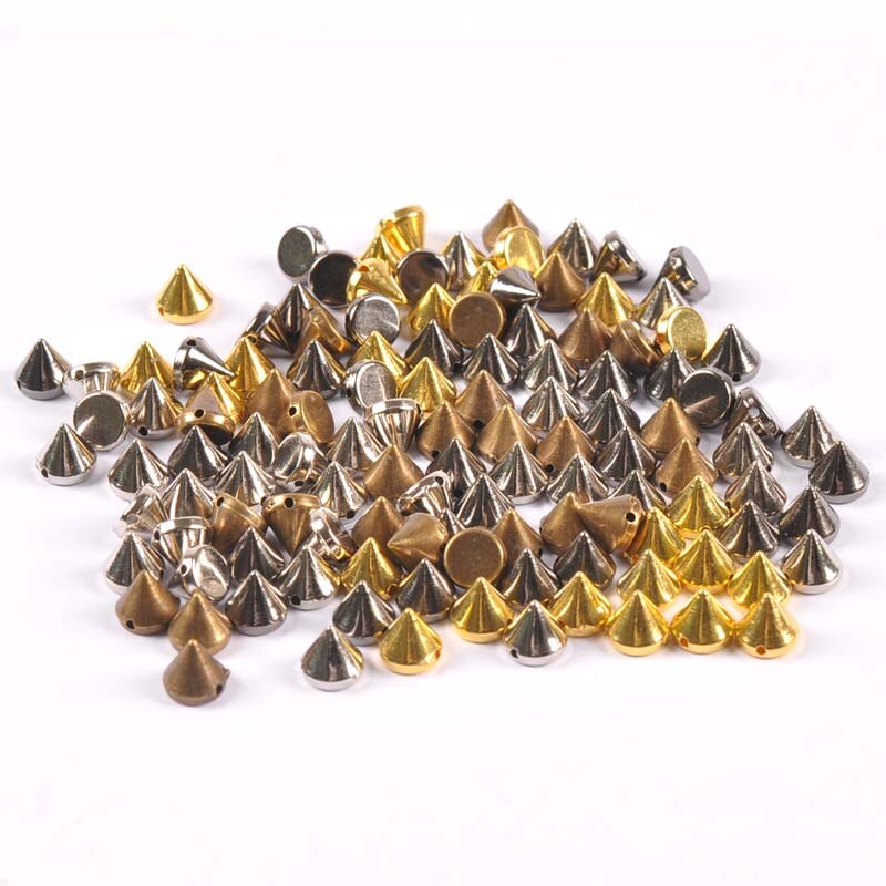 50 st guld/silver sy på spik nit nitar nagel punk rock för väskor klänning kläder pyssel pärla hantverk nitande plagg bröllop 7 x 8mm: Blanda