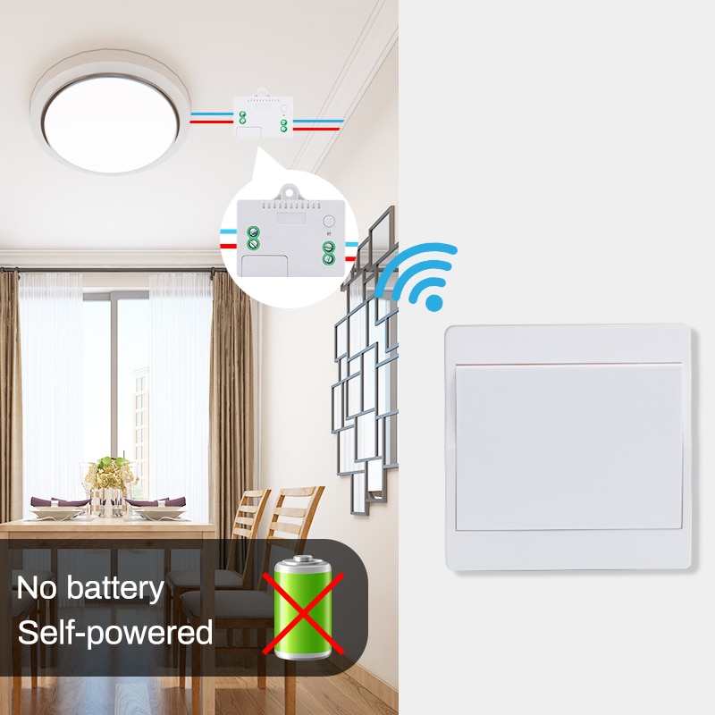 Saful Wireless Self-powered Switch Push Button Remote Control 1 Gang 1 Way Waterproof Intelligent No Battery for Smart Life