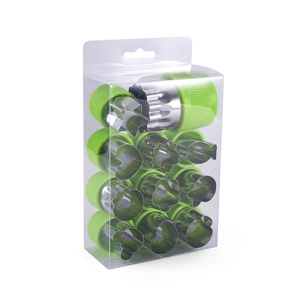 11Pcs/set Vegetable Fruit Cutter Mold Flowers Cartoon Cutter Mold Cookie Tools J2Y4 Cutting Steel Biscuit Shape C W3P4: Light Green