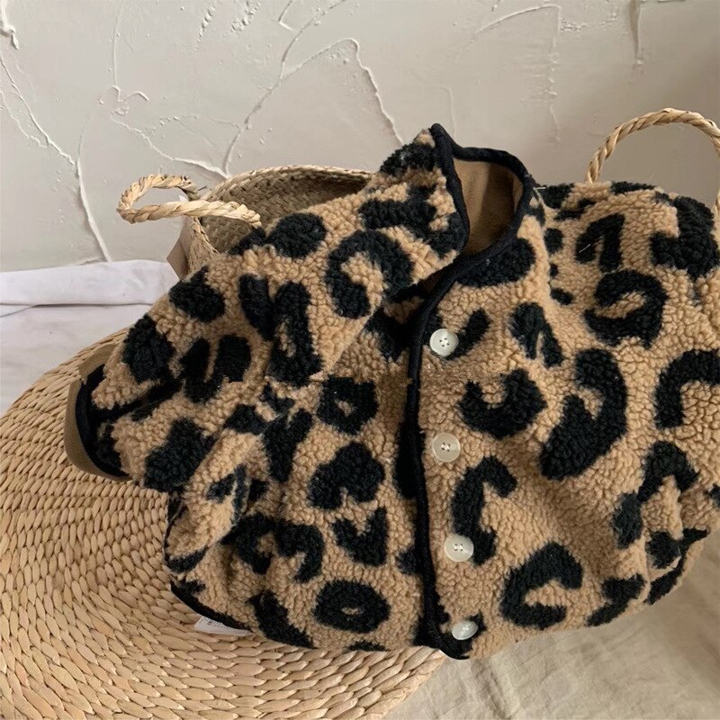 Peuter Meisjes Lange Mouwen Casual Fleece Leuke Luipaard Winter En Herfst Katoenen Vest Jas Kinderen Warm Mode Jas Kleding