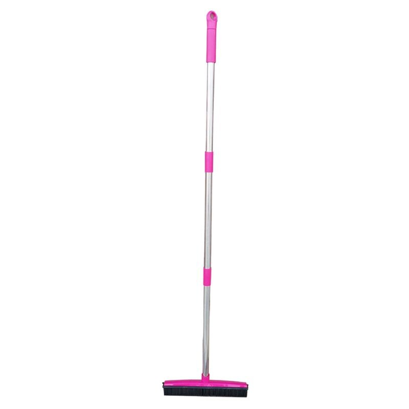 Pet Hair Removal BroomTelescoping Handle That Extends Push Broom Carpet Sweeper with Squeegee Adjustable Long Handle: Red