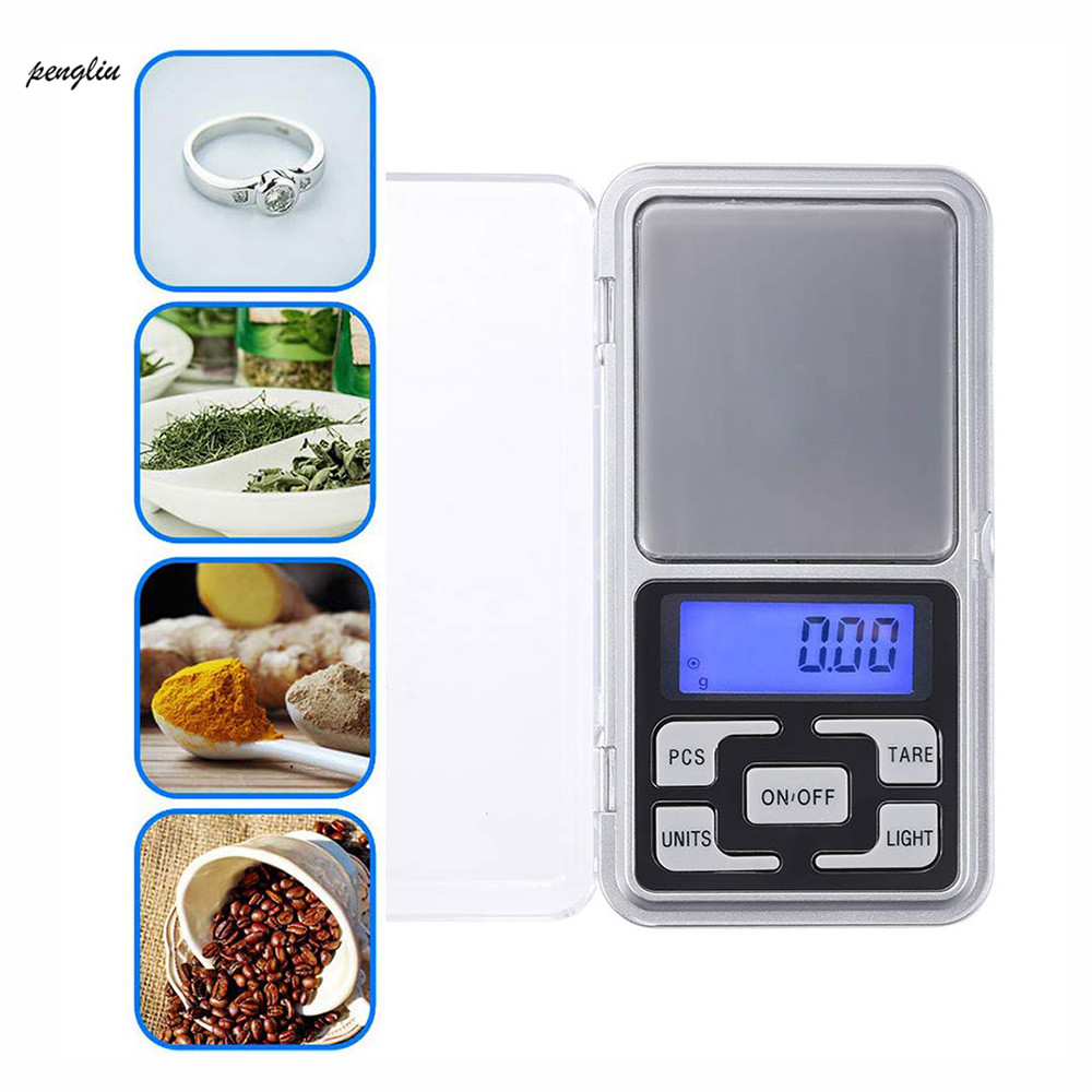 High Accuracy Mini Electronic Digital Pocket Scale Jewelry Calibration Weighing Balance Portable Counting Function Blue LCD