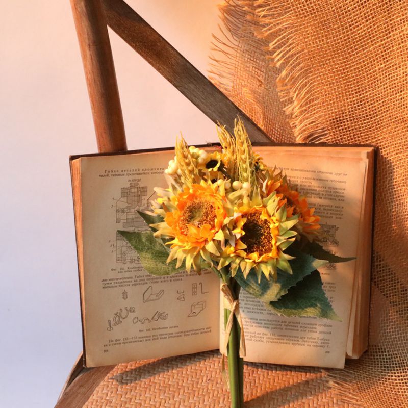Artificial Sunflower Simulation Flower Bouquet Wedding Holding Flowers Home Garden Party Decorations