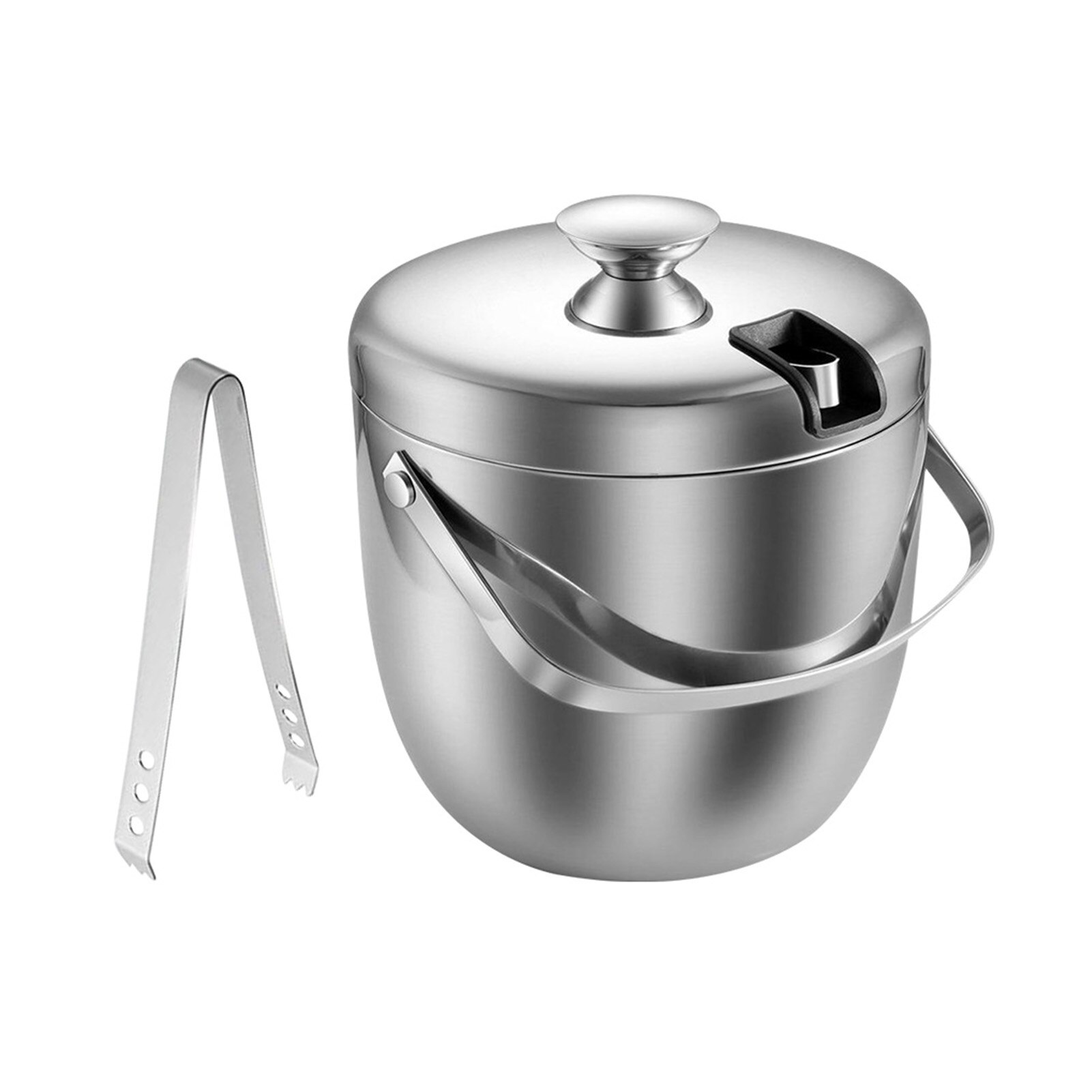 Stainless Steel Thickened Dishwasher Safe Lid With Tongs Bar Container Double Wall Wine Insulated Ice Bucket Champagne Party
