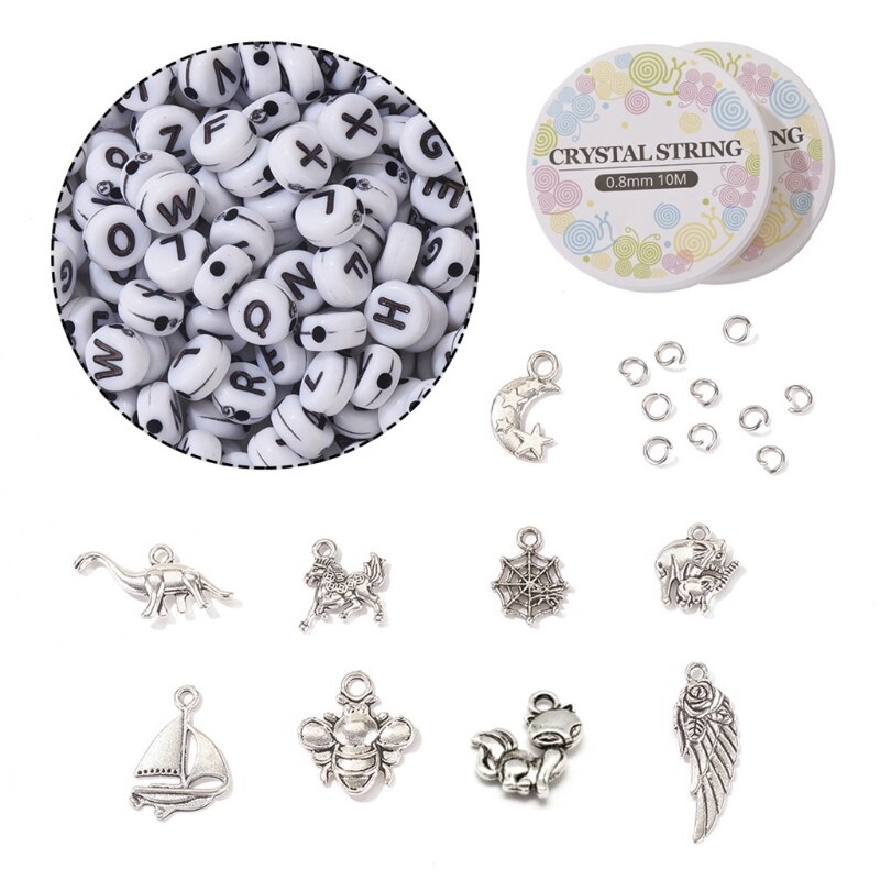 L93F Beads Jewelry Making Kit Beads for Bracelets Craft and Art Glass Alphabet Letter Bead for DIY Arts and Crafts