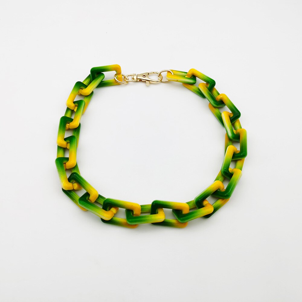 Necklaces Colorful Plastic Thick Chain Statement Choker Collar Necklace Hip Hop Night Club Jewelry For Women: green necklace-1