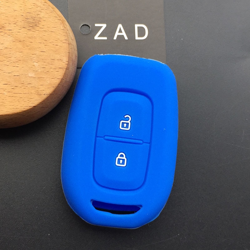 ZAD Silicone rubber car key cover case shell set for Renault Duster dacia scenic master megane 2 button remote key cover: Blue