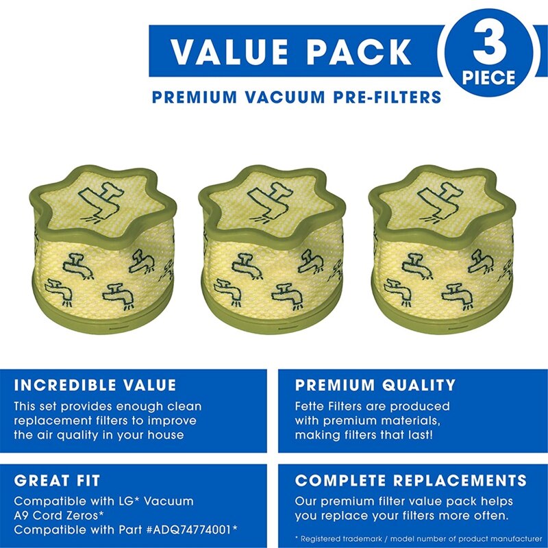 Filtr próżniowy robić odkurzacza LG A9 przewód zero. Porównaj z częścią ADQ74774001-zestaw 6 sztuk