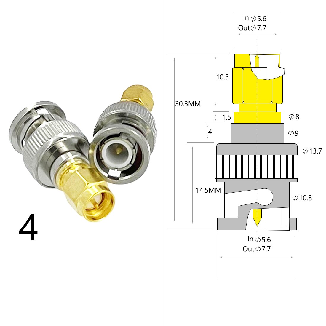 Adaptador de antena Wifi SMA macho hembra a BNC N macho hembra, Conector de enchufe RF coaxial, convertidor recto, precio al por mayor, 1 ud.: Type4