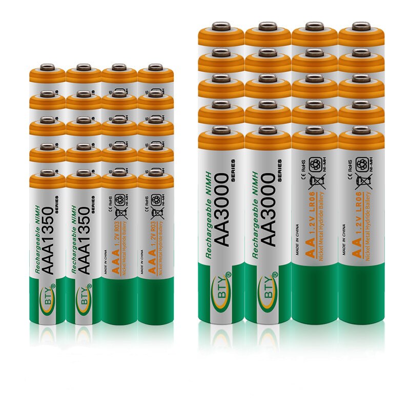 100% 1,2 V AA 3000mAh NI-MH baterías recargables + AAA batería recargable 1350 mAh NI-MH 1,2 V AAA batería