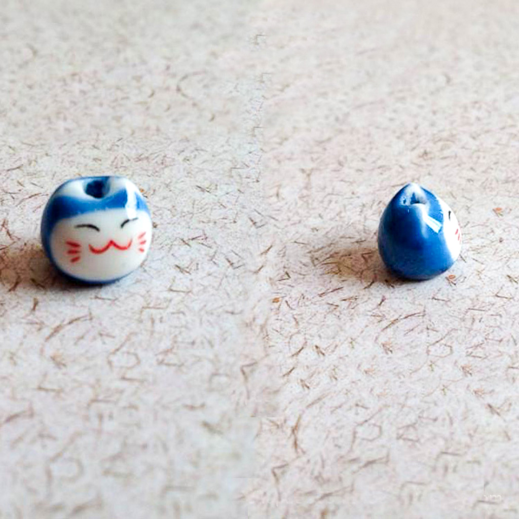 Cuentas de gato de la suerte para pulsera, Material de joyería hecho a mano, accesorios de cerámica pintados a mano, , número 9, 10 Uds., TMT07