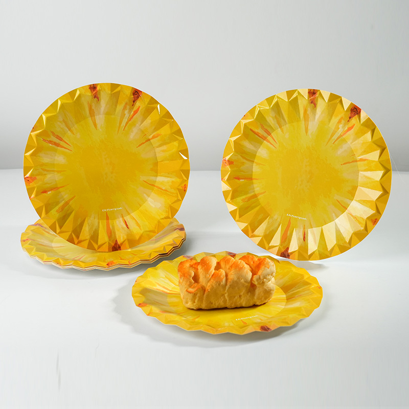 10/20 pçs 9 polegada placas de papel redondas frutas padrão pratos descartáveis sobremesa para churrasco aniversário casamento chá de bebê