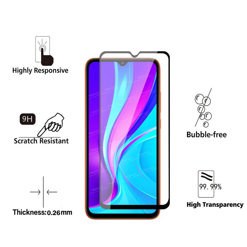 Redmi 9C Nfc Glas 2Pcs 9D Volledige Cover Lijm Beschermende Glas Voor Xiaomi Redmi Note 9S 9 Pro xiomi Readmi Redme 9A Screen Protector