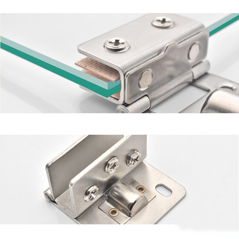 Glass Door Hinge Stainless Steel Shower Hinge Glass Door Clamp Clip with Screws (2 PCS)