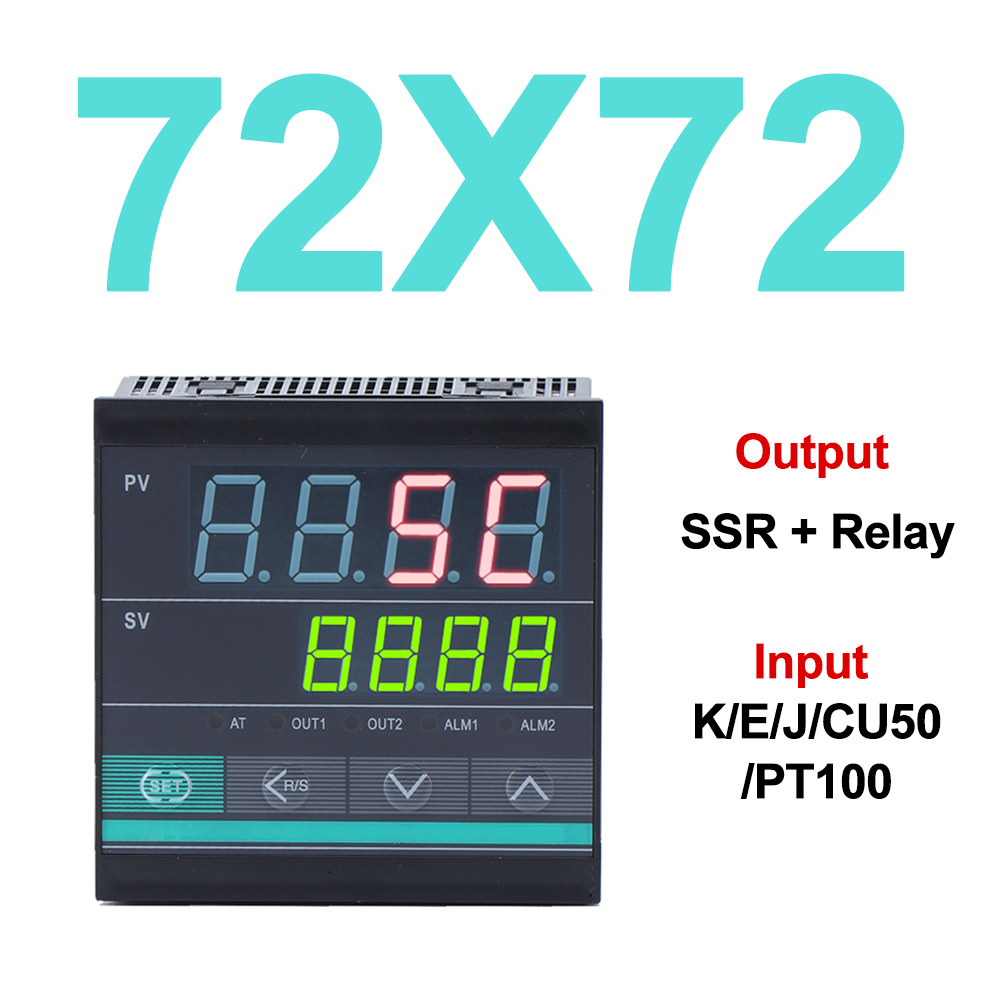 Controlador de temperatura PID inteligente Industrial, entrada K/E/J/CU50/PT100, SSR/relé de salida TC/RTD 48x48, 72x72, 96x96, 48x96: Rojo