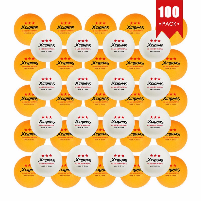 XCLOHAS nowy materiał 3 gwiazdkowe piłeczki robić tenisa stołowego zestawy z angielskim oznaczonym ABS plastikowe piłki robić świst-ponga piłki treningowe 30/50/100 szt.
