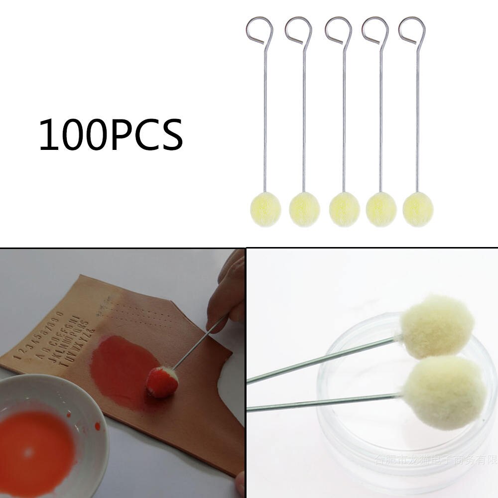 100pcs Yellow DIY Leather Craft Wool Daubers Assisted Dyeing Wools Ball Brush Leather Dye Dauber Applicator Kit Tool