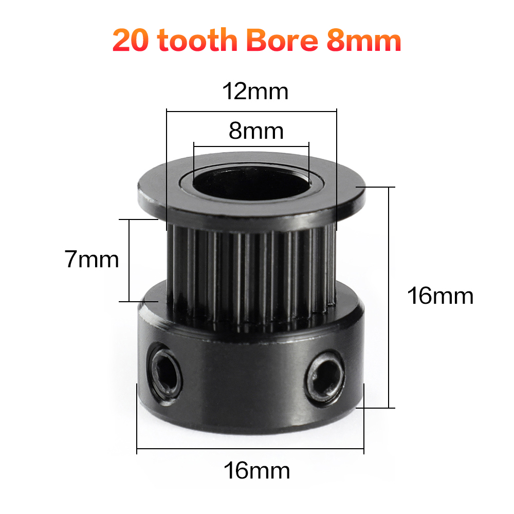 3 dsway 2gt timing trinse 16 tenner 20 tenner  gt2 trinse kjedelig 5 8mm rembredde 6mm synkronhjul aluminium gir 3d skriverdeler: 10 stk / 20 tanns kjedelig 8mm