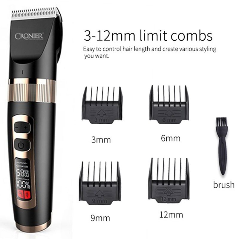 3-speed Barber hair clipper electric hair trimmer for men rechargable hair cutting machine adjustable cordless kits