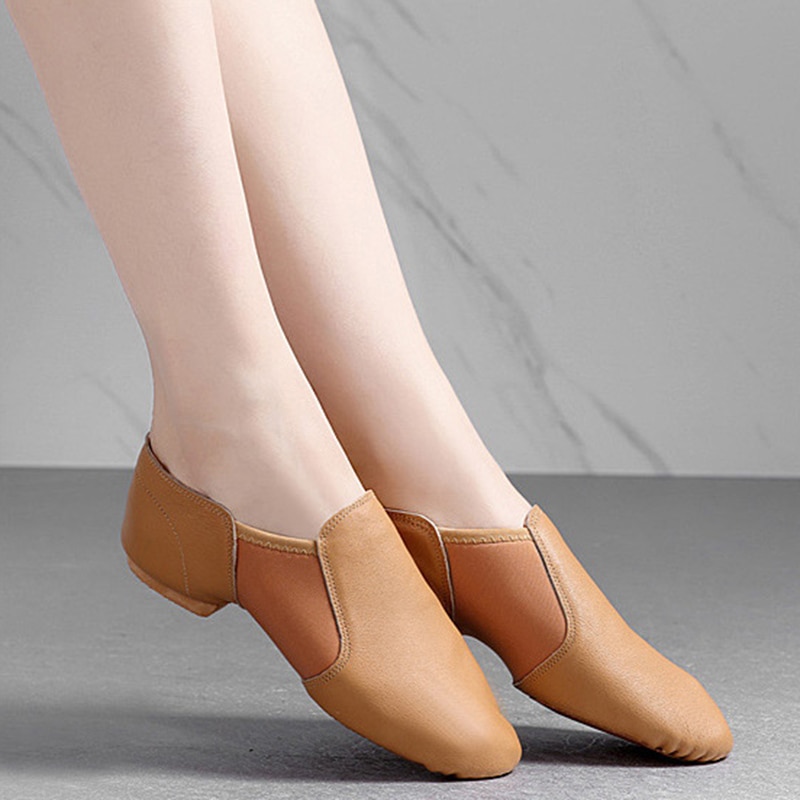 Læder slip-on elastiske sko alle størrelser voksne børn splitsål jazz sko