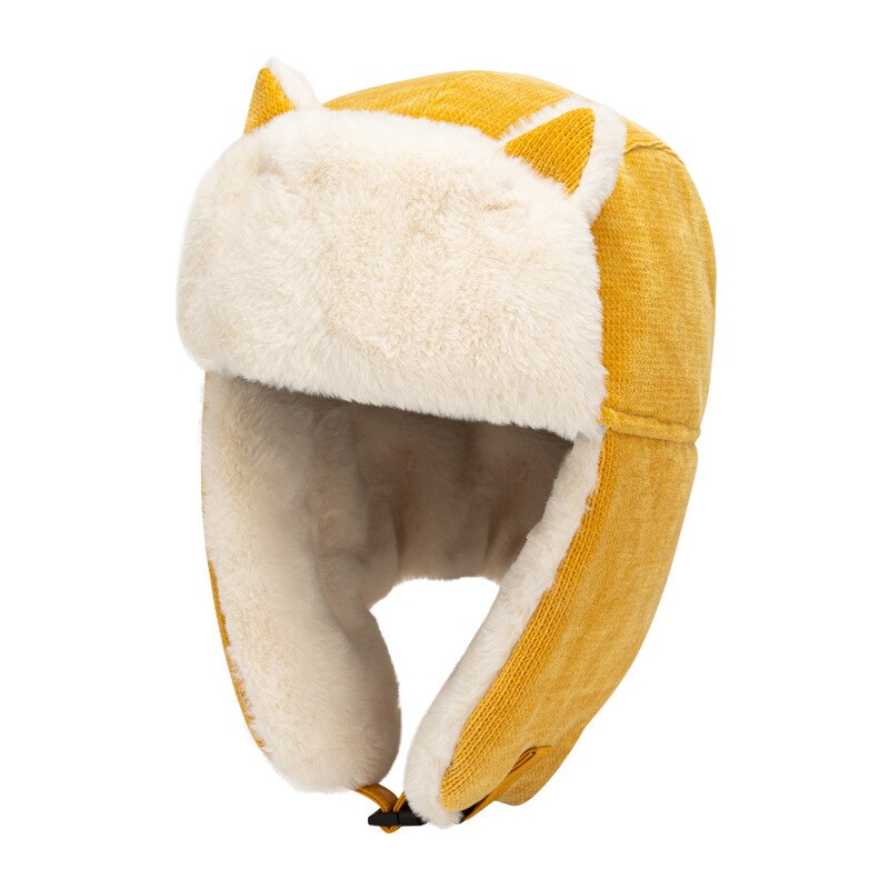 hiver femmes oreilles de chat Bomber chapeau épais coton cachemire en peluche masque russe Ski Protection visage cache-oreilles casquette