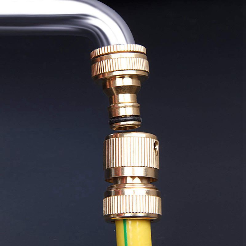 2 Pack Brass Garden Hose/Hosepipe Tap Connector 1/2 Inch and 3/4 Inch 2-in-1 Female Threaded Faucet Adapter