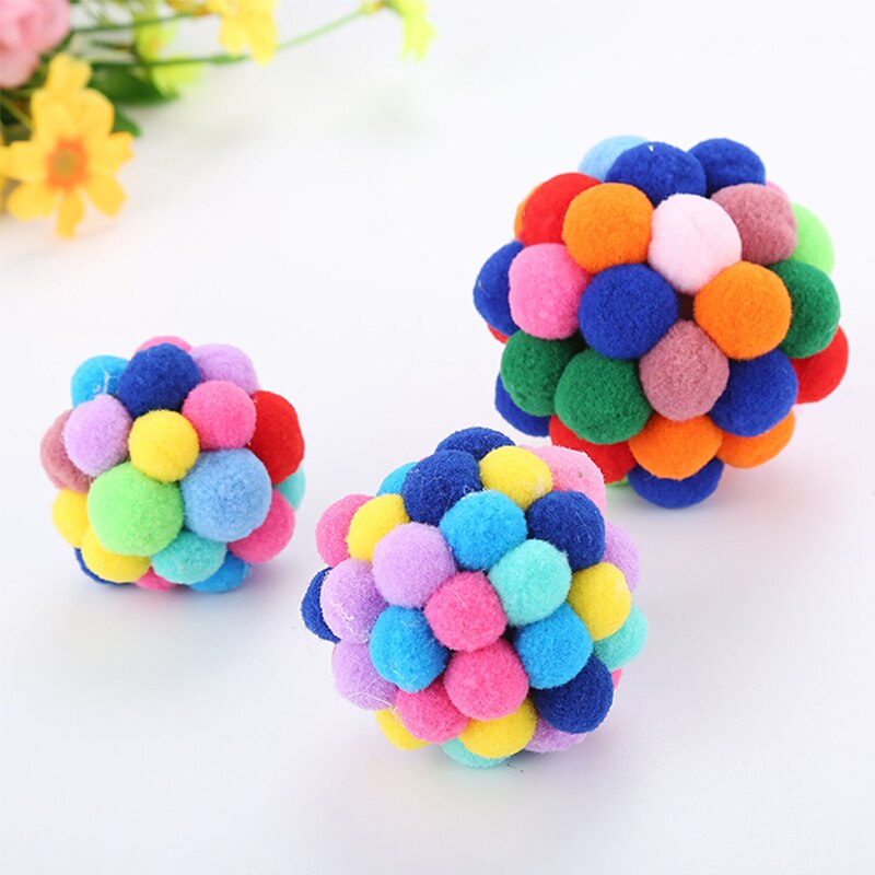 1PC Handmade Popular Colorful Cat Toy Interactive Toy Pet Pet Supplies Bells Bouncy Ball