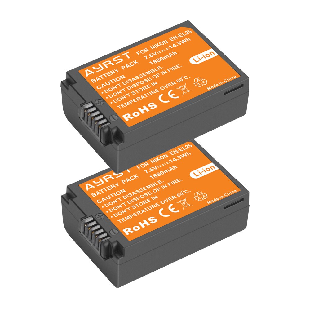 EN-EL25 ENEL25 Batería recargable de iones de litio de 1880 mAh con cargador LED para Nikon Z30 Z50 ZFC Z 50 Z FC: Negro