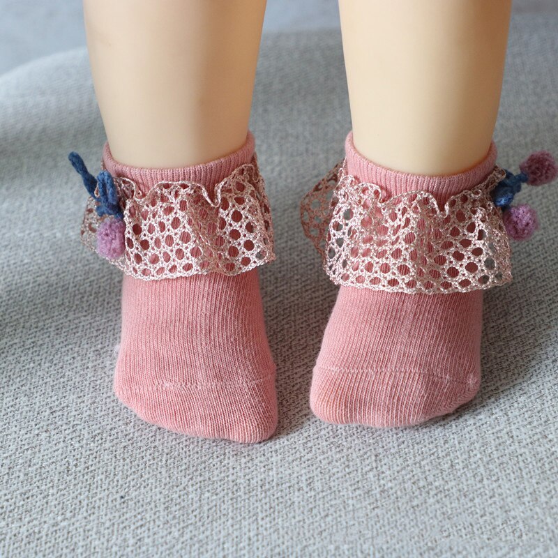 Calcetines con lazo para bebé, de algodón suave, de princesa, para niña recién nacida, primavera y verano, con lazos, calcetines cortos bebé de Color sólido: pink