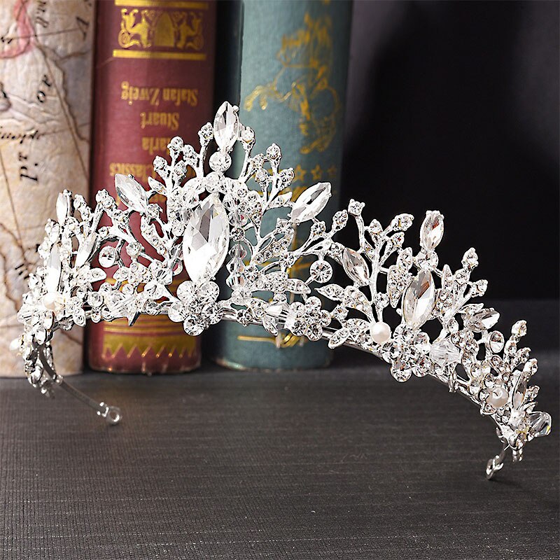 FORSEVEN Zircone Strass tiara e corona Collana Orecchini impostato Da Sposa Accessori per Capelli Da Sposa Gioielli impostato Regali per Le Donne