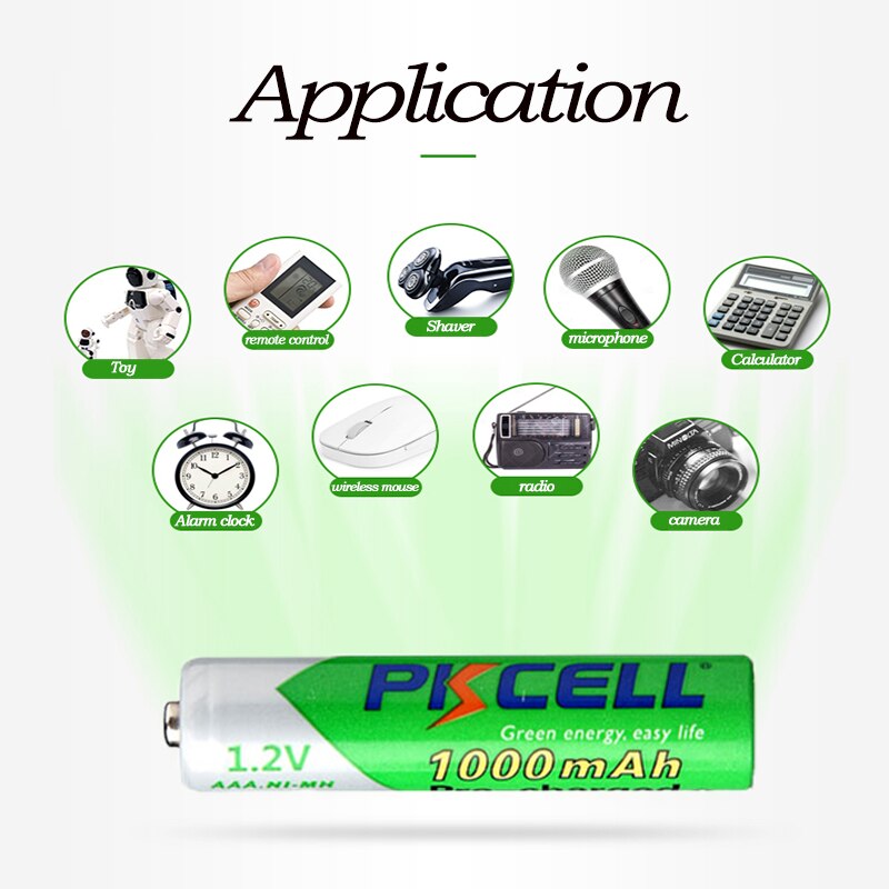 8Pcs Pkcell 1.2V Aaa Ni-Mh Oplaadbare Batterijen Nimh Batterij Lage Zelfontlading Aaa Batterijen 1000Mah Tot 1200 Cirkel Keer