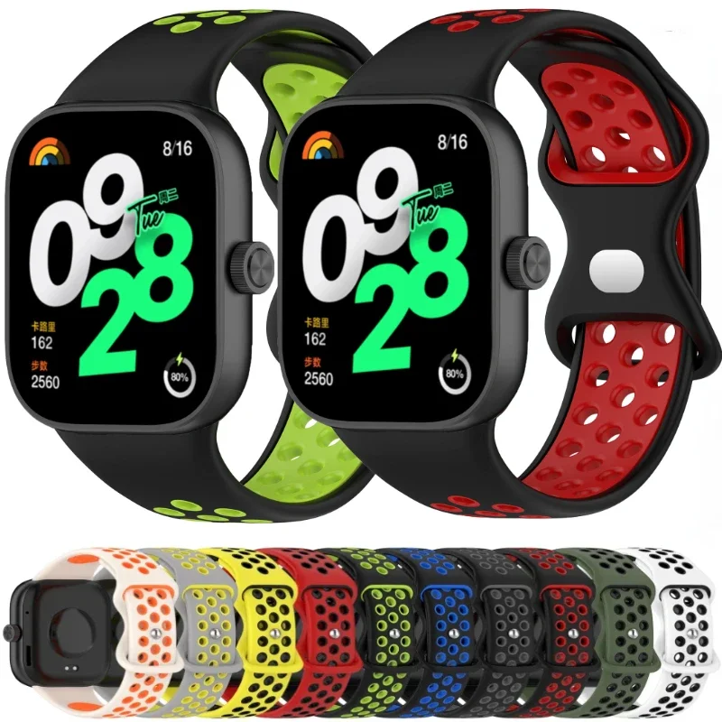 Offizielles Silikonarmband für Redmi Uhr 4 5 Bandzubehör Ersatz atmungsaktives Armbinde Armbinde Xiaomi Band 8 9 Profi Gürtel