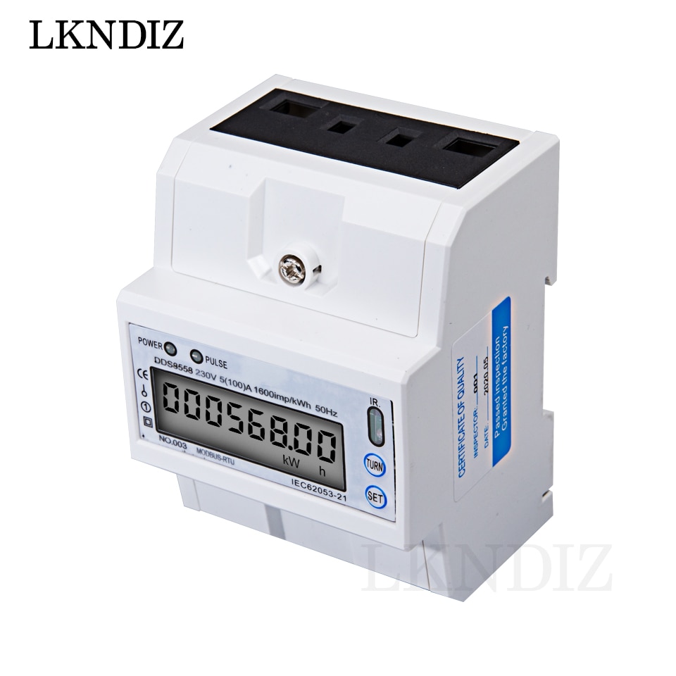 Single Phase 5(100)A 230V AC RS485 Modbus RTU Energy Meter Electric Consumption Meter Monitor Backlight DIN Rail