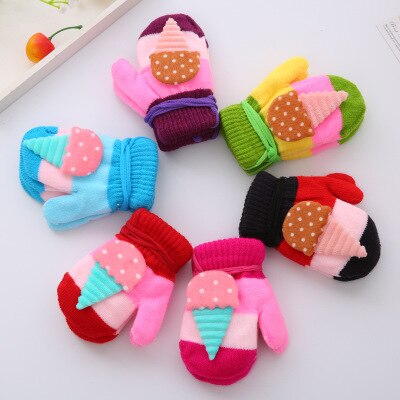 0-3 jahre alt Baby Gestrickte Warme Handschuhe Junge/Mädchen Nette Karikatur Winter Baby Nette Finger Handschuhe freundlicher der Handschuh Karikatur Handschuhe: A zufällig Farbe