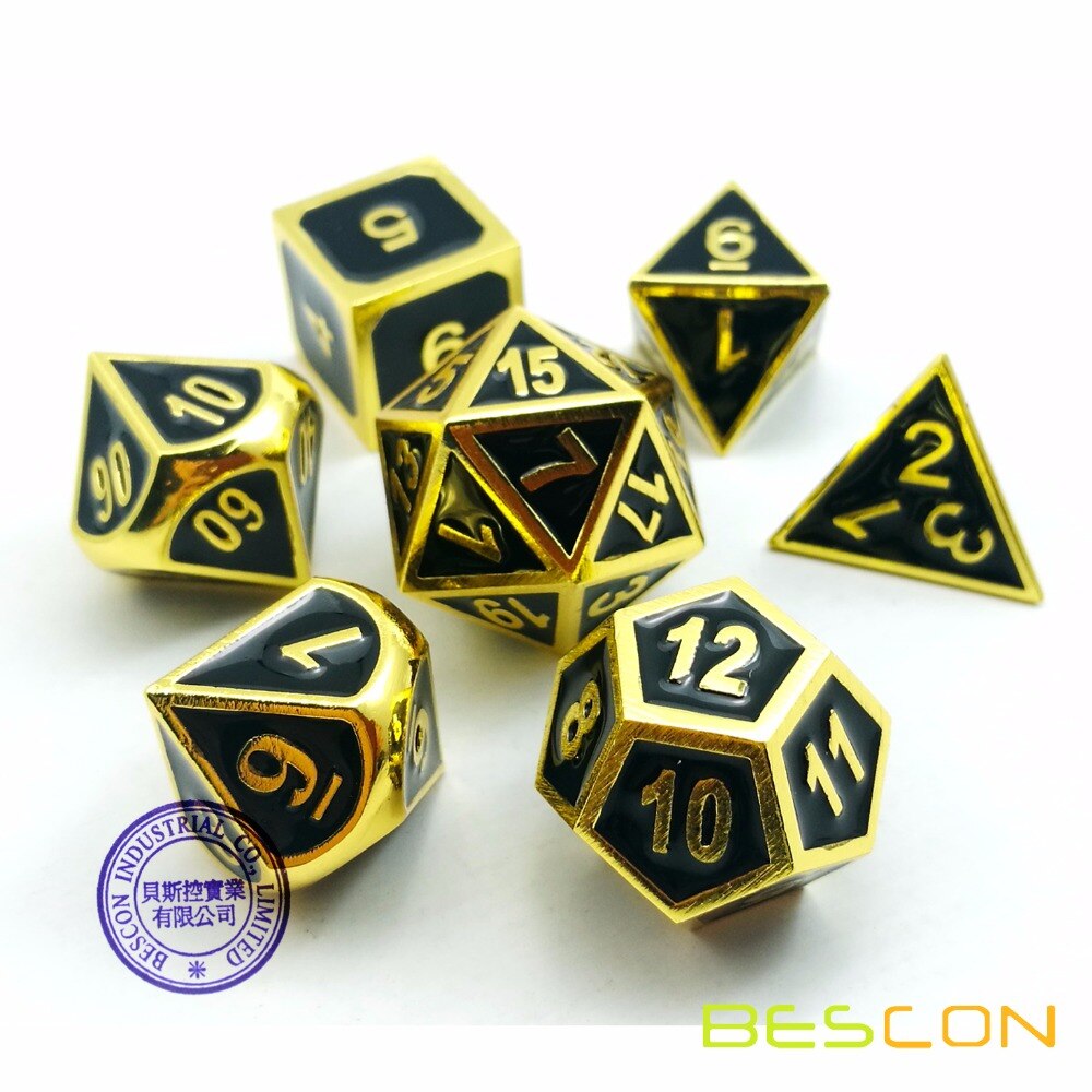 Bescon Antik Bakır Katı Metal Çokyüzlü D & D Zar Set 7 Eski Bakır Metal RPG Rol