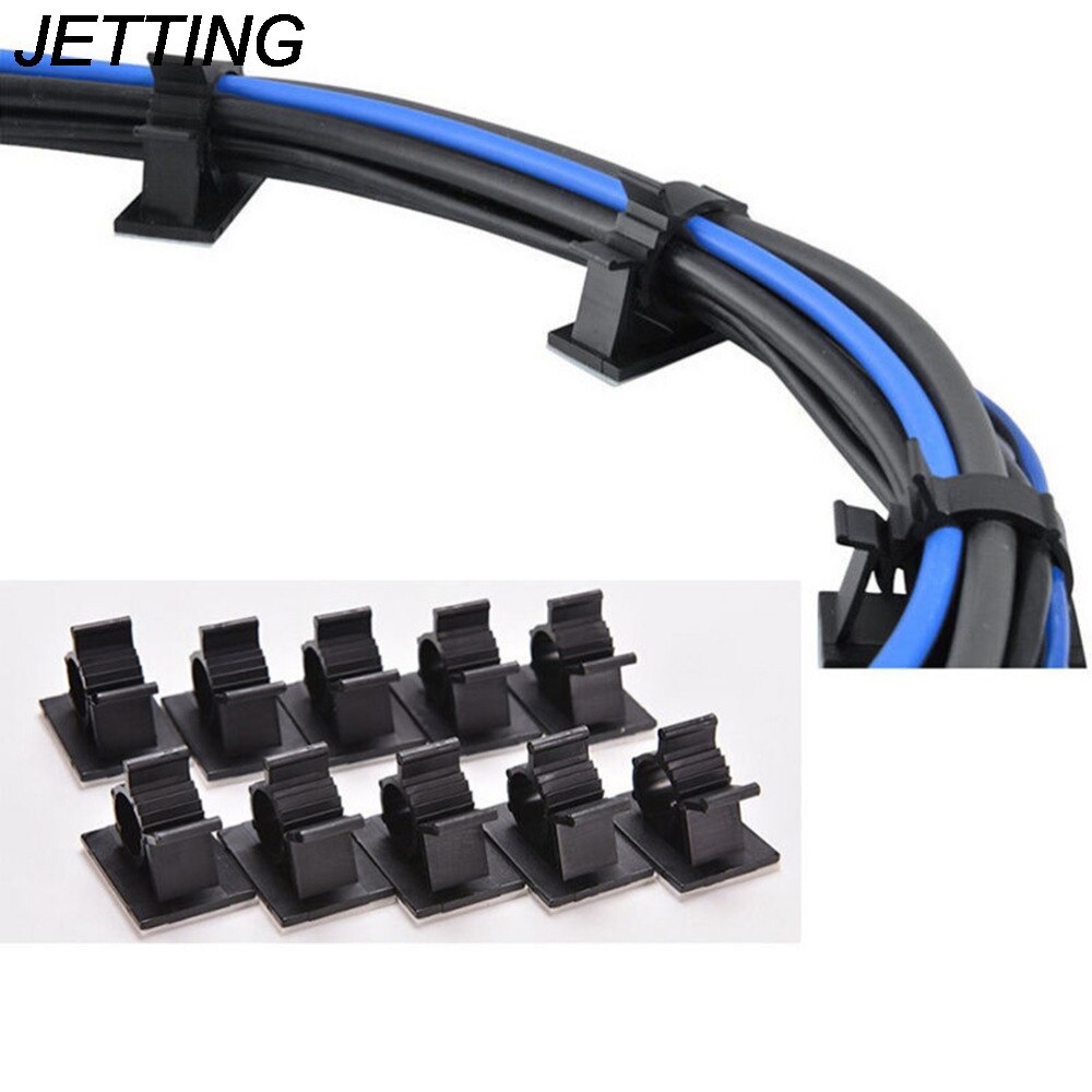 10PCS 13mm Black Wire Fixed Clip Car Line Clip Self Adhesive Cord Cable Wire Clear Up Clips Holder Clamps Wire Button