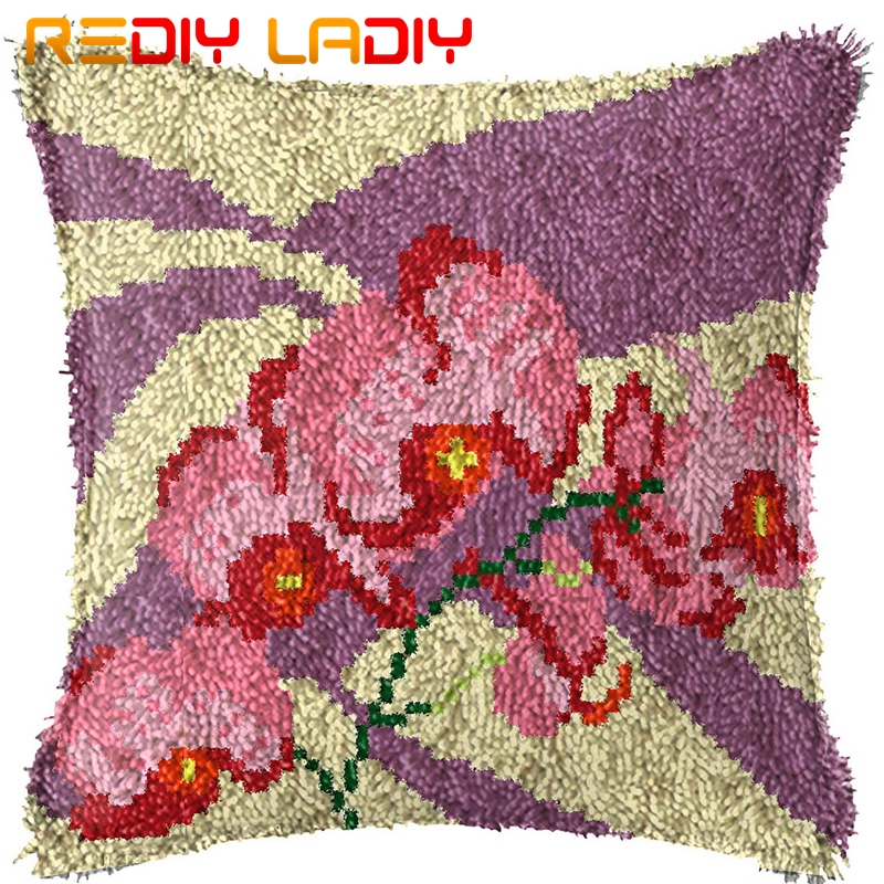 Kussen met klikhaak, ja ik doe romantisch, kussensloop, voorbedrukt canvas, acryl garen, kussen met klikhaak, gehaakt kussenhoes, handwerk: Bz455