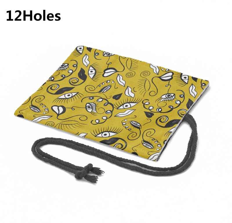 Estuche de lona con 12/24/36/48/72 agujeros, bolsa de almacenamiento de papelería escolar, estampado a la , para lápices, rollo de bolígrafo, cortina Unisex: 12K-4