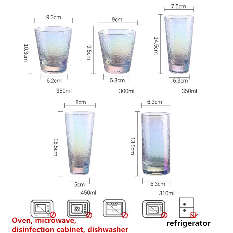 Glass Cup Milk Coffee Fruit Juice Tea Cups Rainbow Clear Glass Colorful Japanese-style Household Wine Glass