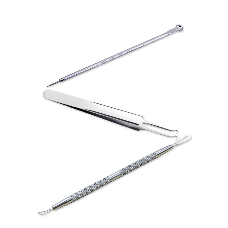 3pcs Blackhead Acne Comedone Pimple Skin Care Kit Extractor Remover Tool Needles Face Cleaning Pore Cleaner Squeezing Remover