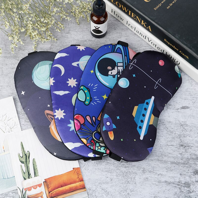 1pc Cartoon Sleeping Mask Eyepatch Eye Cover Cotton Print For Travel Relax Sleeping Aid Eye Patch Shading Eye Mask
