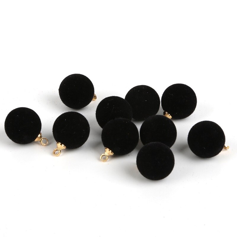 10 pz/lotto Peluche Pelliccia Coperto Pompon Branelli della Sfera Pendenti E Ciondoli Del Pendente per la Collana Del Braccialetto Monili Che Fanno FAI DA TE Risultati dell'orecchino: nero / 12mm