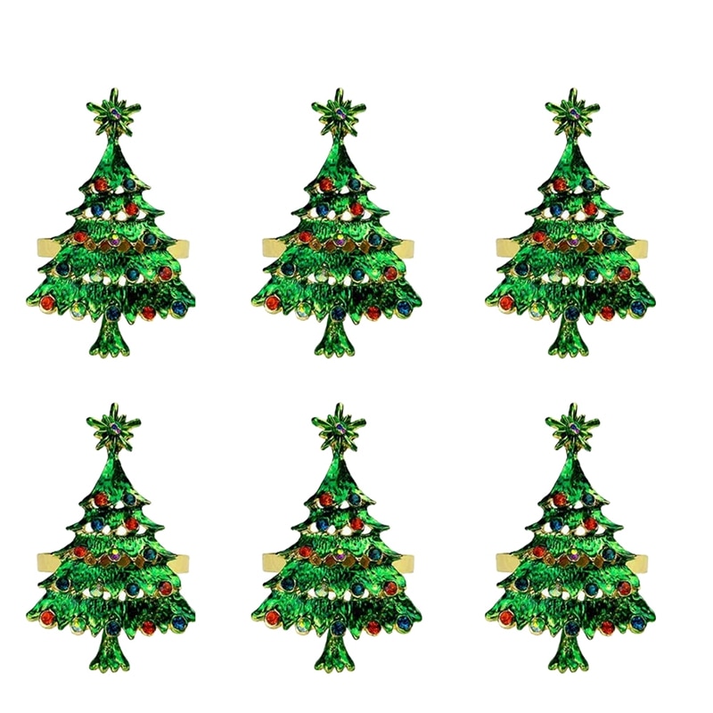 6 Pack Kerstboom Servetringen, Servet Houder Voor Wedding Christmas Party Diner Tafel Decor Groene Kerstboom