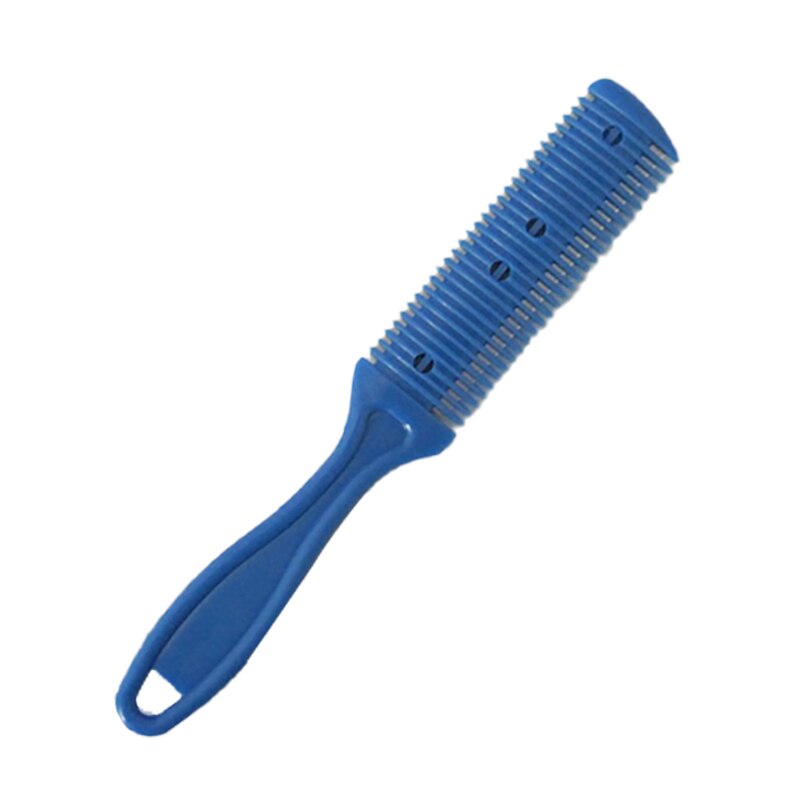 Peine para cortar el pelo con cuchillas de afeitar, cortador de pelo, herramienta de adelgazamiento, peluquero herramienta, herramientas de estilismo DIY para salón de pelo, 1 ud.: Azul